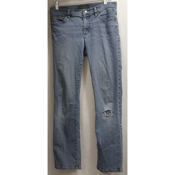 Lauren Jeans Co. Ralph Lauren Women’s 6 Blue Straight Leg Distressed Jeans - Picture 1 of 12